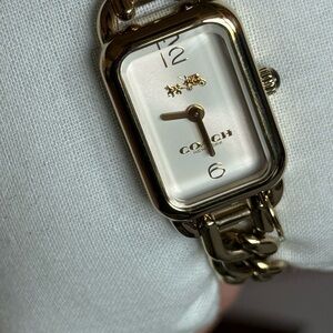 Coach New York Gold Tone Bracelet Watch – Rectangular Case – New w/ Box